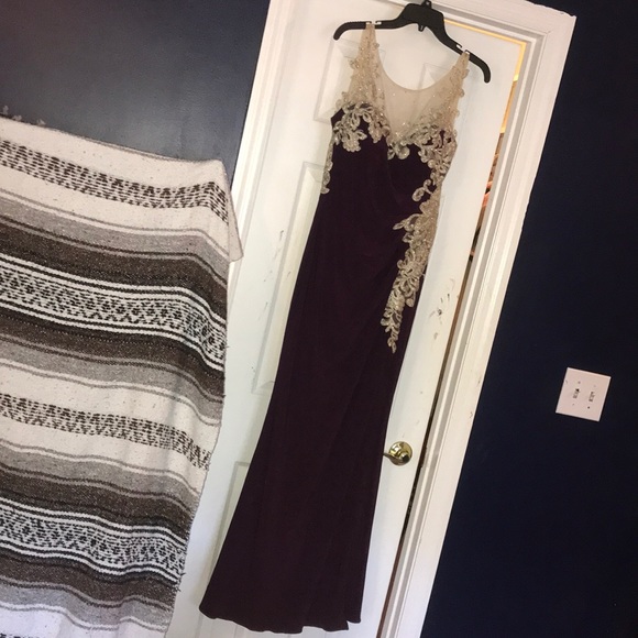 lace embroidered prom dress